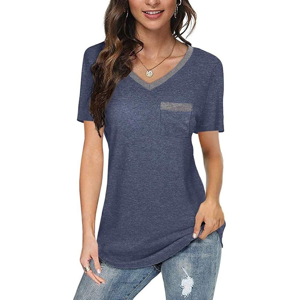 Womens V Neck Short Sleeve Tops Image 4