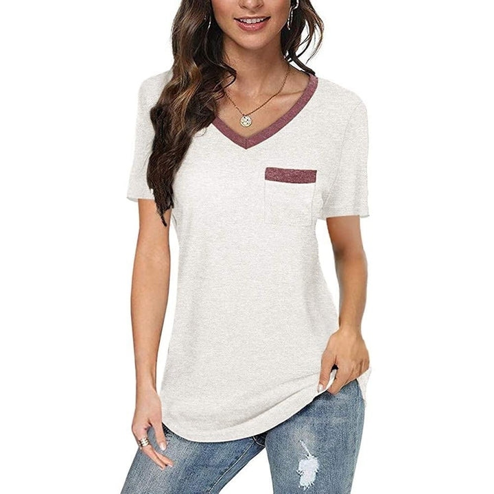 Womens V Neck Short Sleeve Tops Image 4