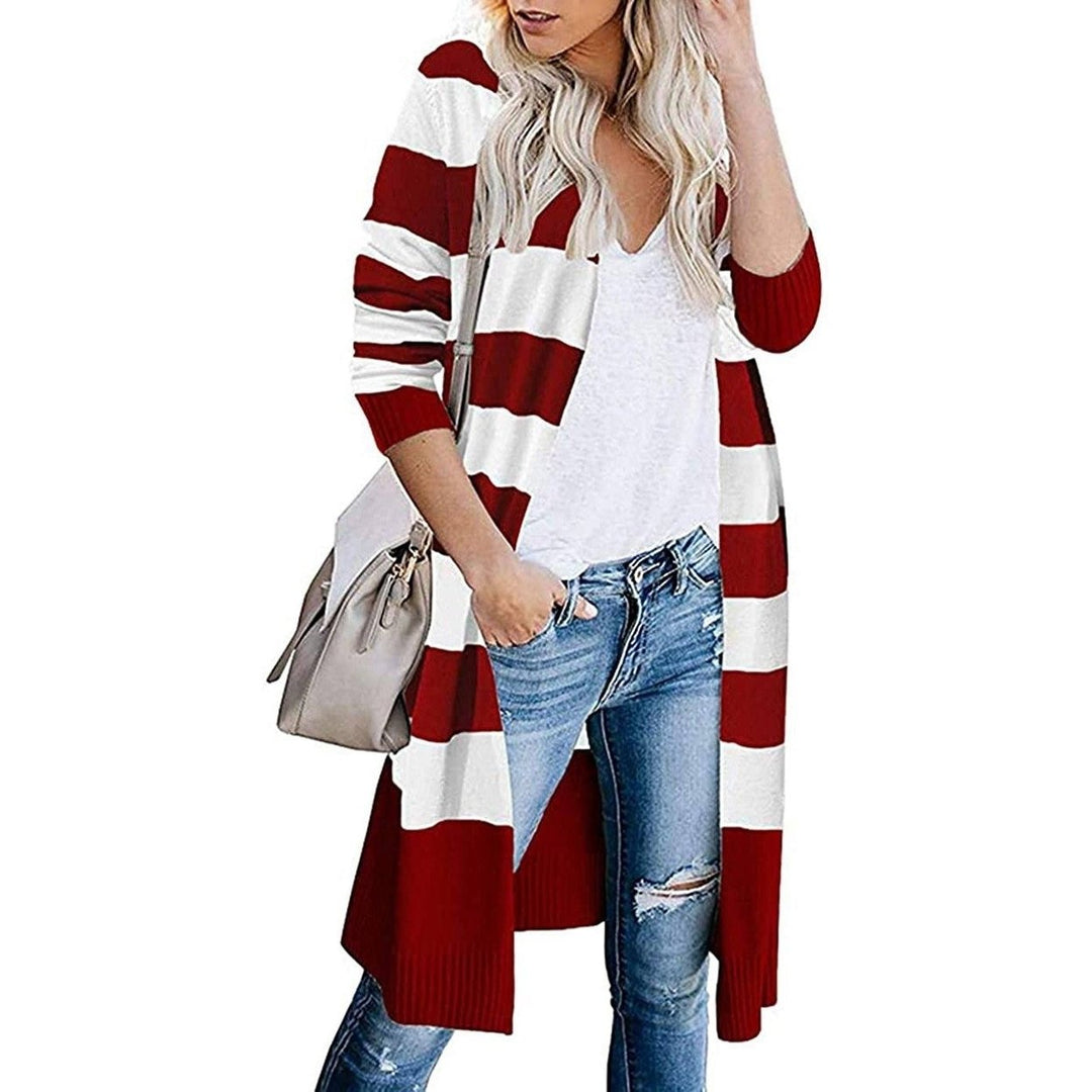 Women s Open Front Long Cardigan Long Sleeves Lightweight Knit Fall Sweater Image 4