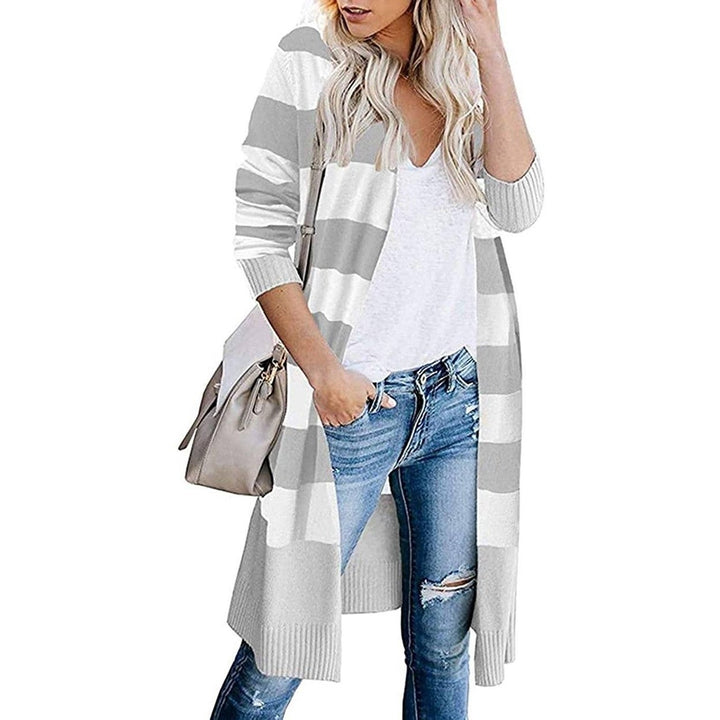 Women s Open Front Long Cardigan Long Sleeves Lightweight Knit Fall Sweater Image 6