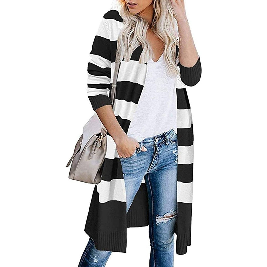 Women s Open Front Long Cardigan Long Sleeves Lightweight Knit Fall Sweater Image 7