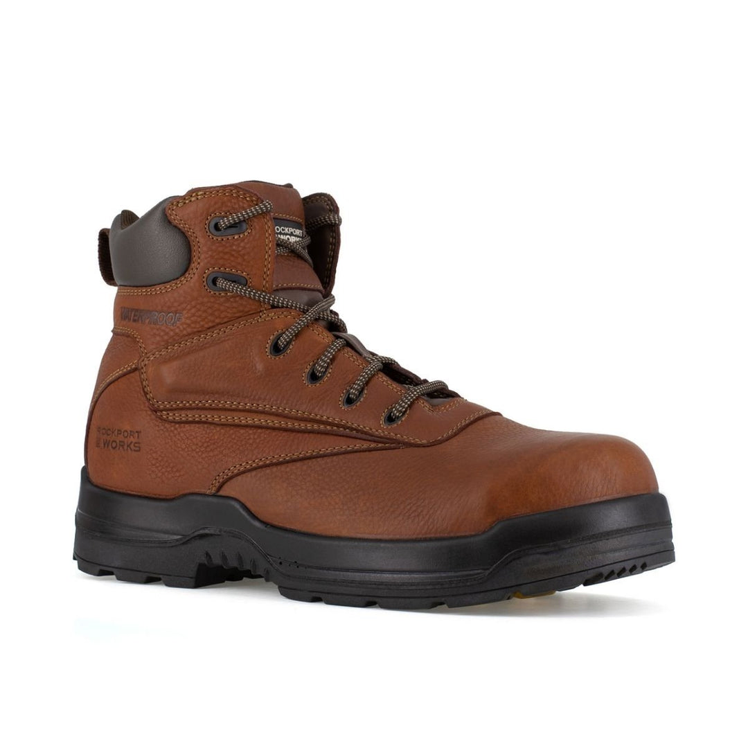 Rockport Works Mens 6" More Energy Composite Toe Waterproof Work Boot Brown - RK6628 9.5 M US Men Deer Tan Image 1