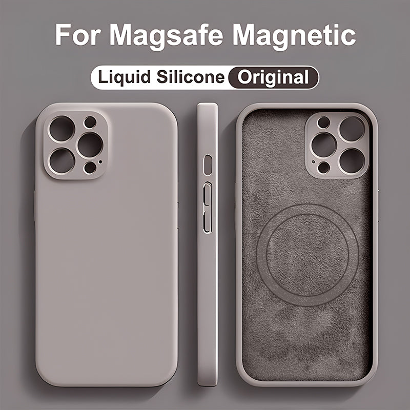 Original Liquid Silicone Magnetic Case For iPhone 11 13 12 14 15 Pro Max Plus For Magsafe Case Wireless Charge Cover Image 1