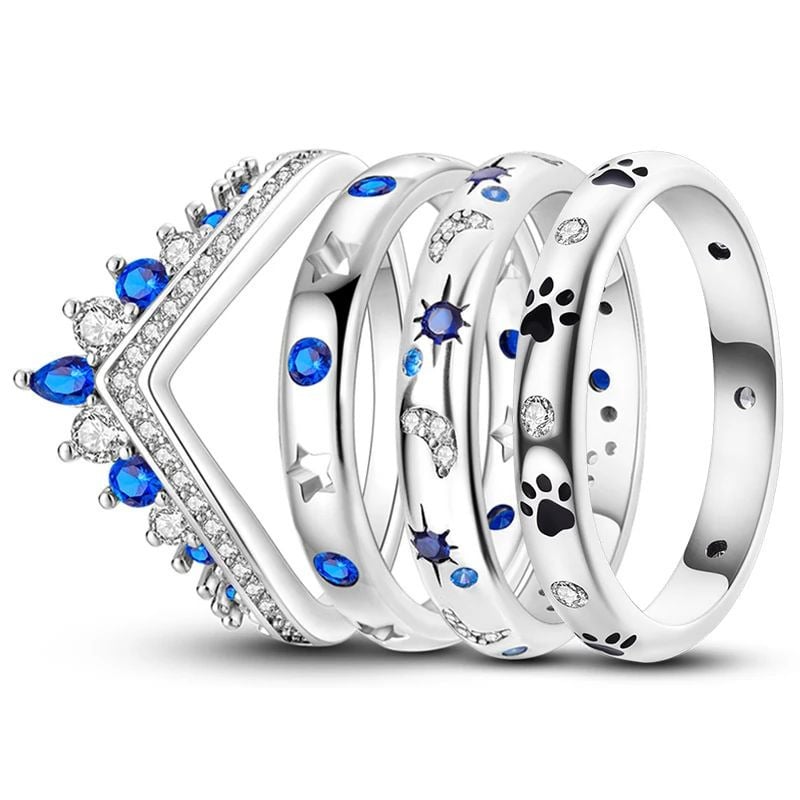 Colorful Zircon Star Moon Rings for Women  925 Sterling Silver Ideal for Wedding Engagement and Birthday Gift Jewelry Image 1