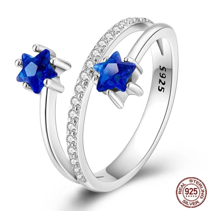 Colorful Zircon Star Moon Rings for Women  925 Sterling Silver Ideal for Wedding Engagement and Birthday Gift Jewelry Image 1