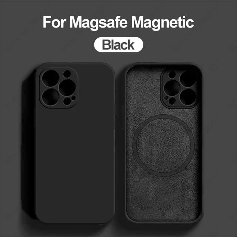 Original Liquid Silicone Magnetic Case For iPhone 11 13 12 14 15 Pro Max Plus For Magsafe Case Wireless Charge Cover Image 7