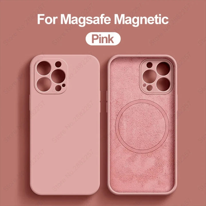 Original Liquid Silicone Magnetic Case For iPhone 11 13 12 14 15 Pro Max Plus For Magsafe Case Wireless Charge Cover Image 9