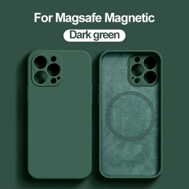 Original Liquid Silicone Magnetic Case For iPhone 11 13 12 14 15 Pro Max Plus For Magsafe Case Wireless Charge Cover Image 11