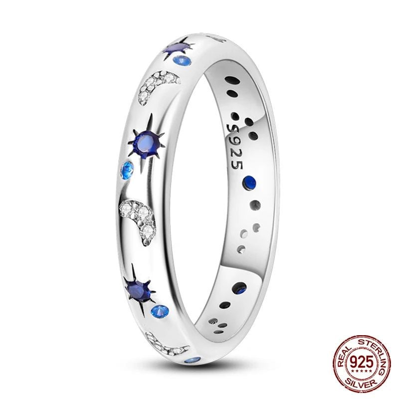 100% 925 Sterling Silver Star and Moon Rings  Colorful Zircon Jewelry for Women Perfect for Weddings Engagements and Image 8