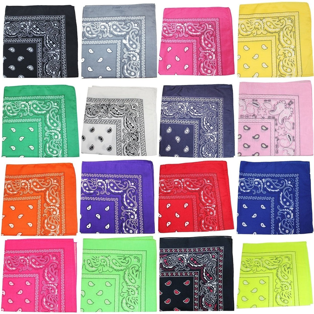 Pack of 18 XL Oversized Paisley Bandanas 27 Inches Polyester Image 12