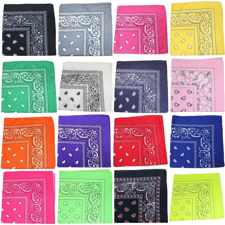 Pack of 18 XL Oversized Paisley Bandanas 27 Inches Polyester Image 1