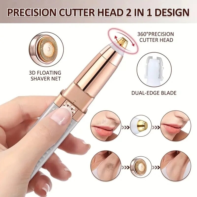 1pc Rechargeable 2-in-1 Eyebrow Razor and Hair Shaver with LED Light - Painlessly Remove Peach Fuzz Facial Hair Eyebrows Image 2