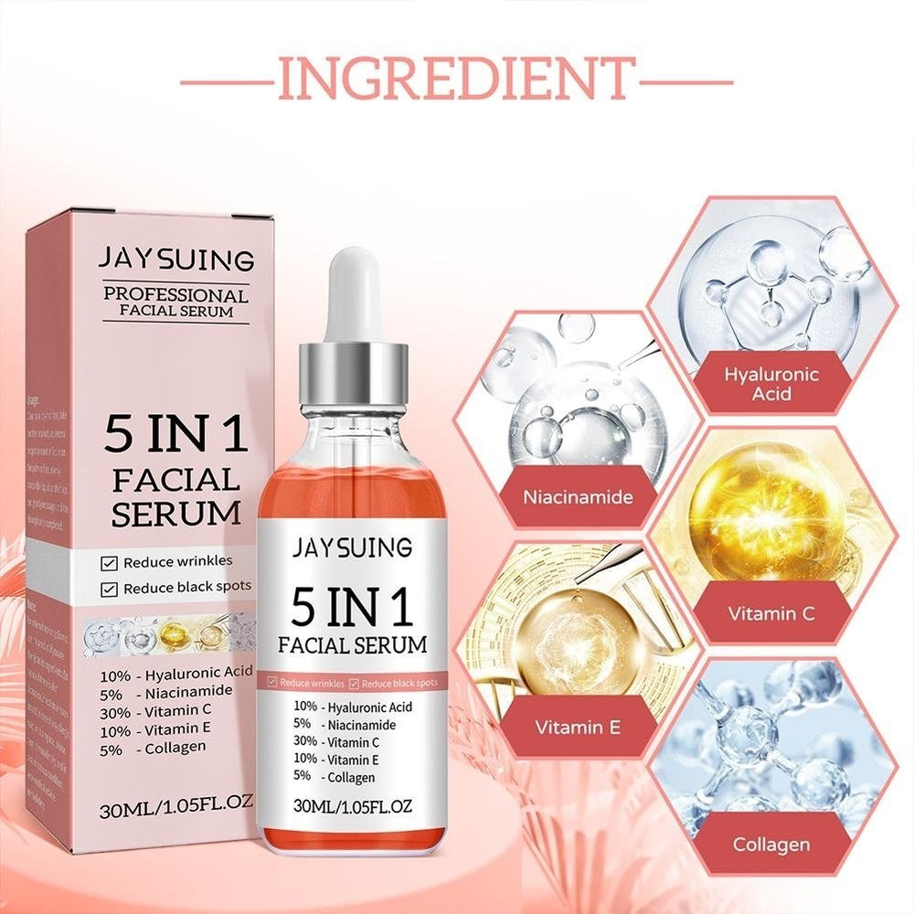 5 In 1 Fade fine lines Firming Face Serum Moisturizing brightning Vitamin C Hyaluronic Acid Facial Serum Shrink Pores Image 2