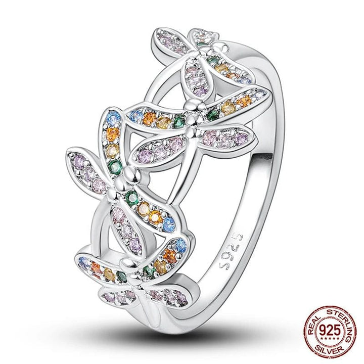 Women 100% 925 Sterling Silver Star Moon Colorful Zircon Rings Image 4