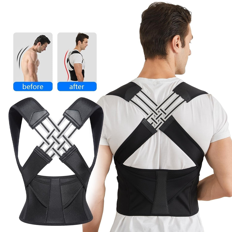 Back Brace Posture Corrector for Women and Men Shoulder Straightener Adjustable Full Back Support Upper and Lower Pain Image 1