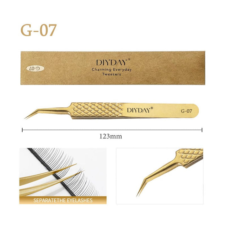 DIYDAY Anti-slip Eyelash Extension Tweezers Stainless Steel Fiber Tip Lashes Precision Tweezer for Makeup Tools Image 6