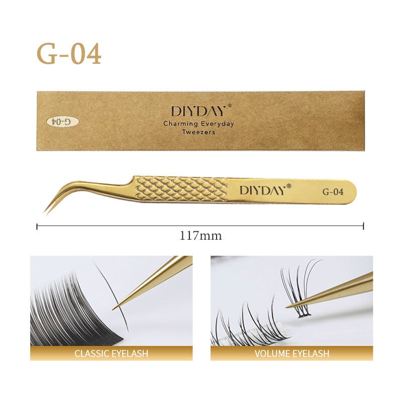 DIYDAY Anti-slip Eyelash Extension Tweezers Stainless Steel Fiber Tip Lashes Precision Tweezer for Makeup Tools Image 8