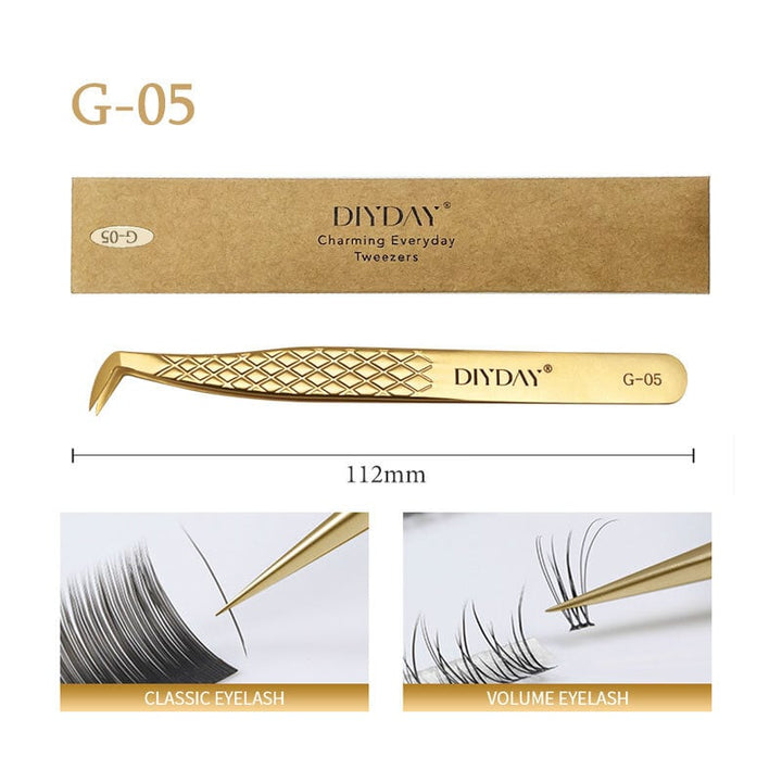 DIYDAY Anti-slip Eyelash Extension Tweezers Stainless Steel Fiber Tip Lashes Precision Tweezer for Makeup Tools Image 9