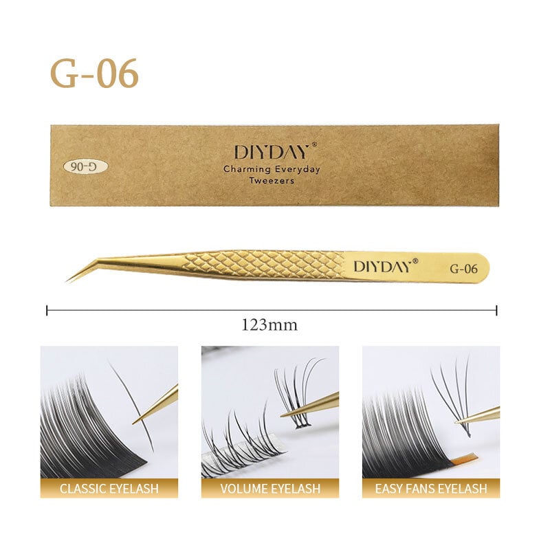 DIYDAY Anti-slip Eyelash Extension Tweezers Stainless Steel Fiber Tip Lashes Precision Tweezer for Makeup Tools Image 10