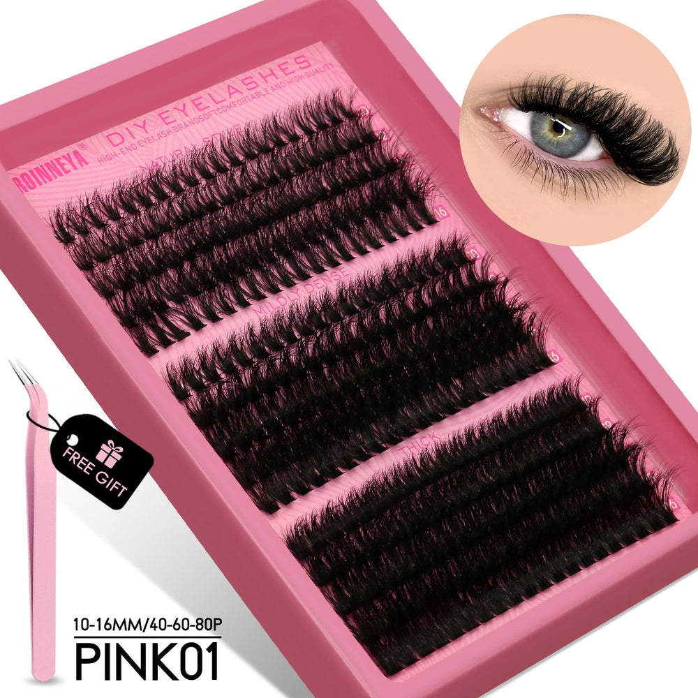 GROINNEYA Cluster Lashes Kit Fluffy Individual Lashes Volume Mixed Tray Faux Mink Lashes Eyelash Extension Makeup Image 2