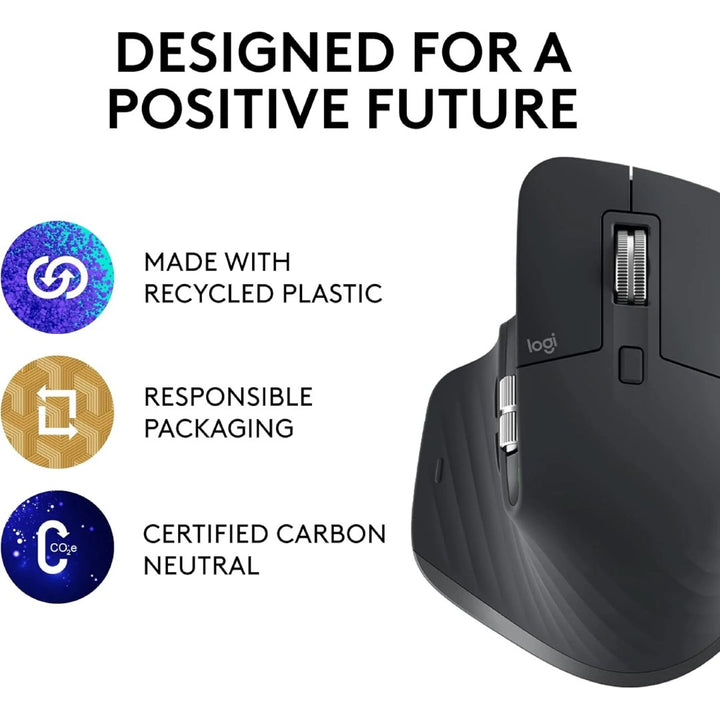 Logitech MX Master 3S Wireless Mouse - 8K DPI Graphite USB-C Bluetooth + Free Adobe CC Image 6