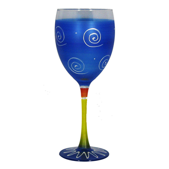 Hand Painted Glassware Frosted Curl/Dot Wine S/2 Image 1