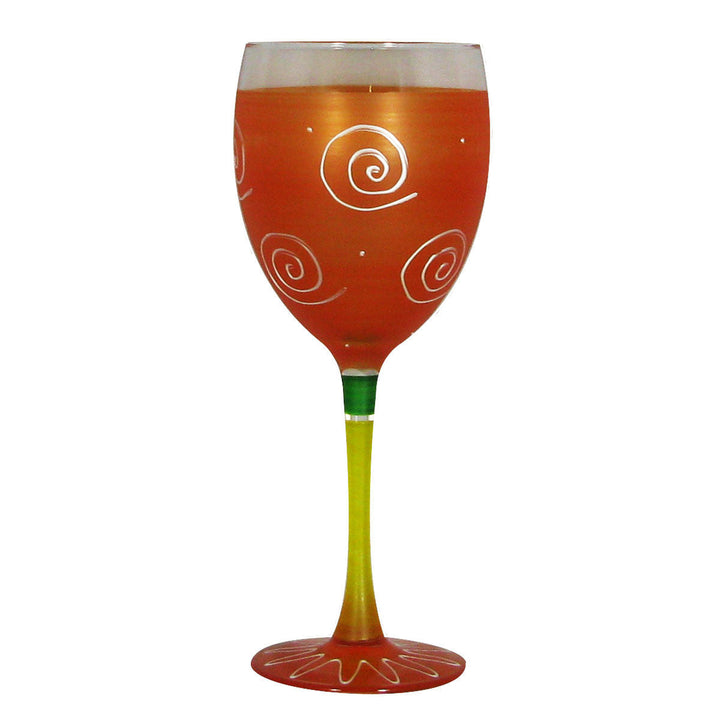 Hand Painted Glassware Frosted Curl/Dot Wine S/2 Image 3