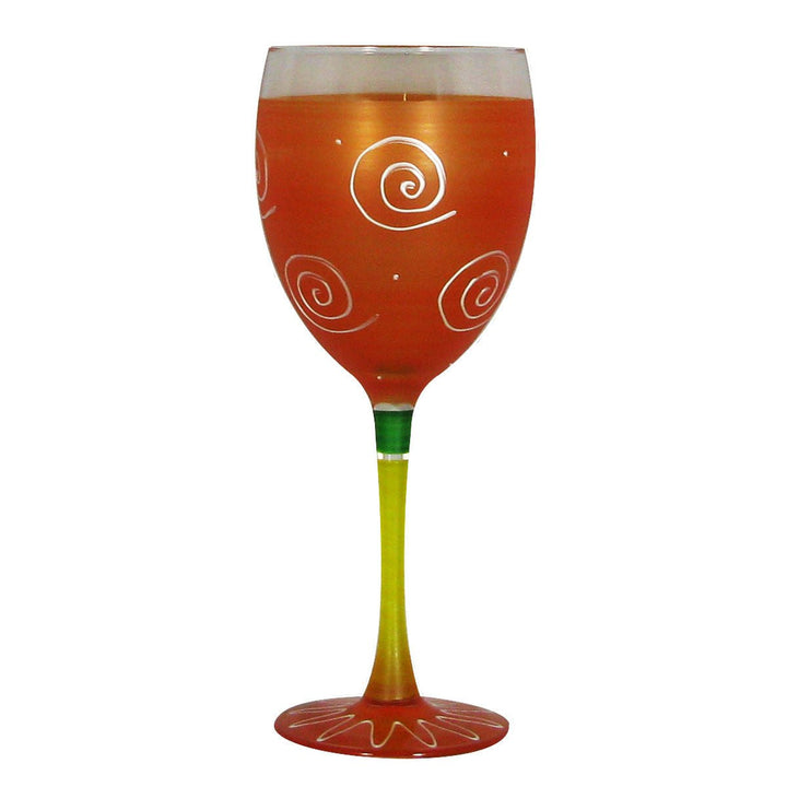 Hand Painted Glassware Frosted Curl/Dot Wine S/2 Image 1