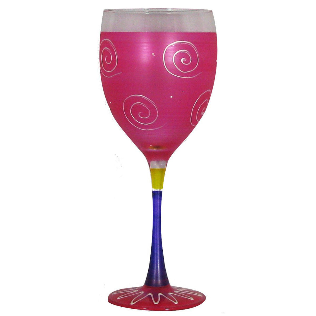 Hand Painted Glassware Frosted Curl/Dot Wine S/2 Image 4