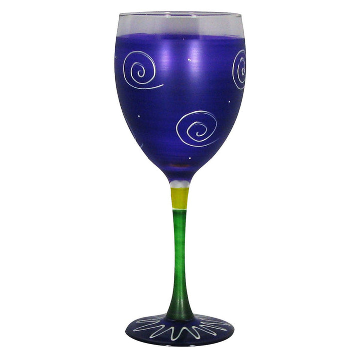 Hand Painted Glassware Frosted Curl/Dot Wine S/2 Image 4