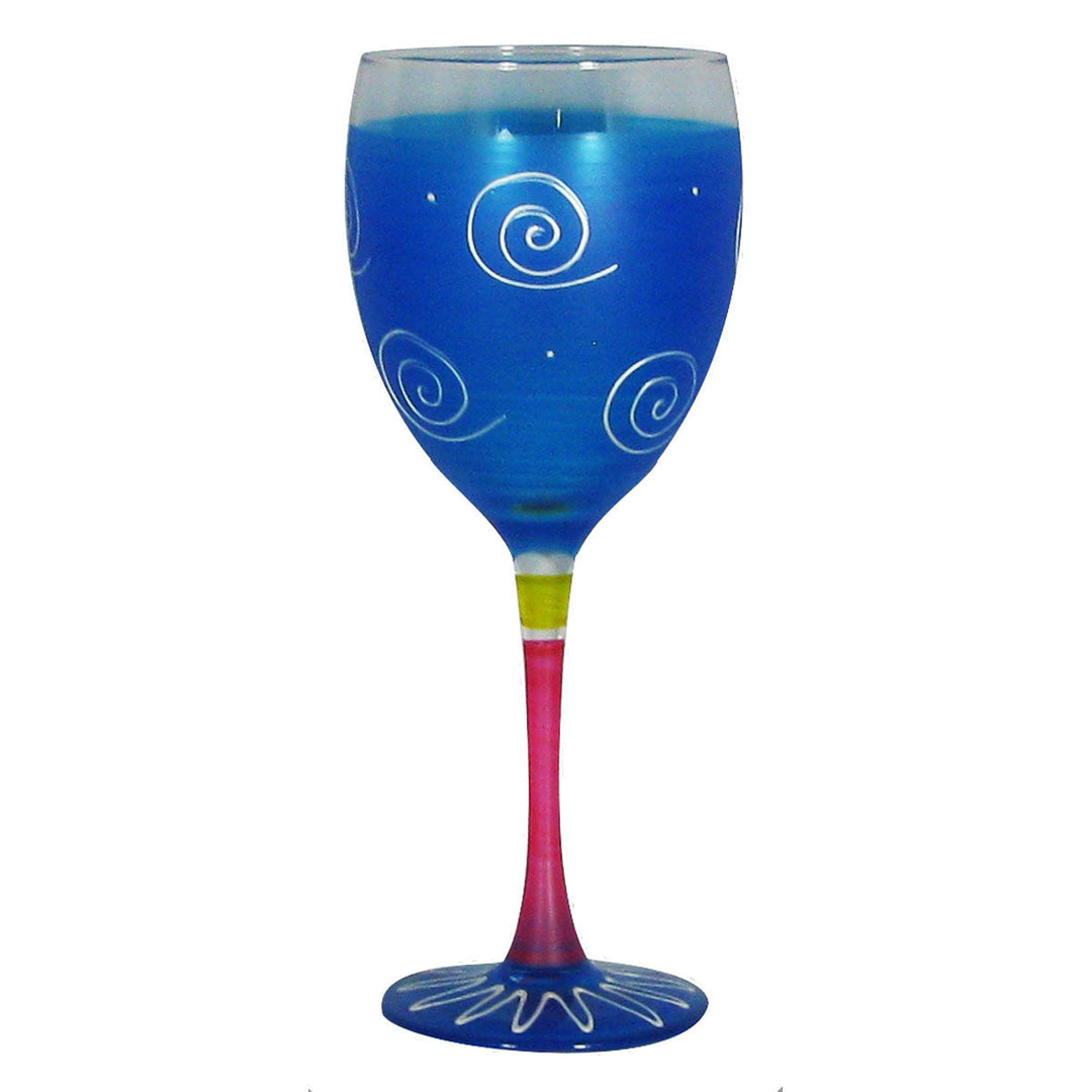 Hand Painted Glassware Frosted Curl/Dot Wine S/2 Image 6