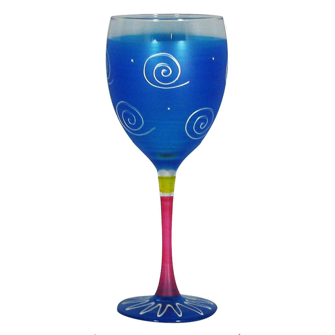 Hand Painted Glassware Frosted Curl/Dot Wine S/2 Image 1