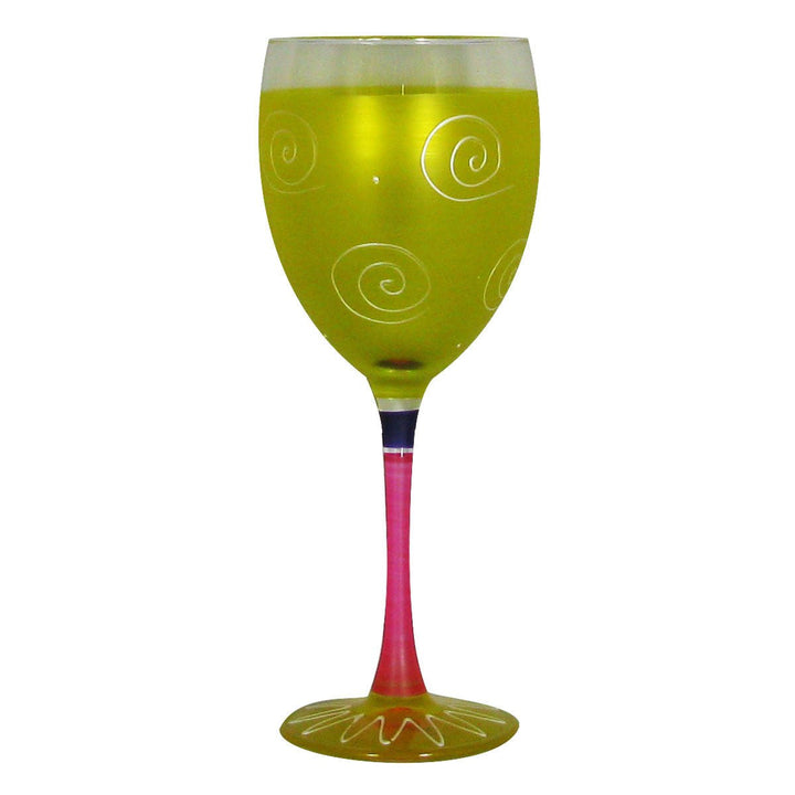 Hand Painted Glassware Frosted Curl/Dot Wine S/2 Image 7