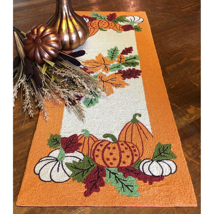 Autumn Harvest Beaded Table Runner by Golden Hill Studio Image 2