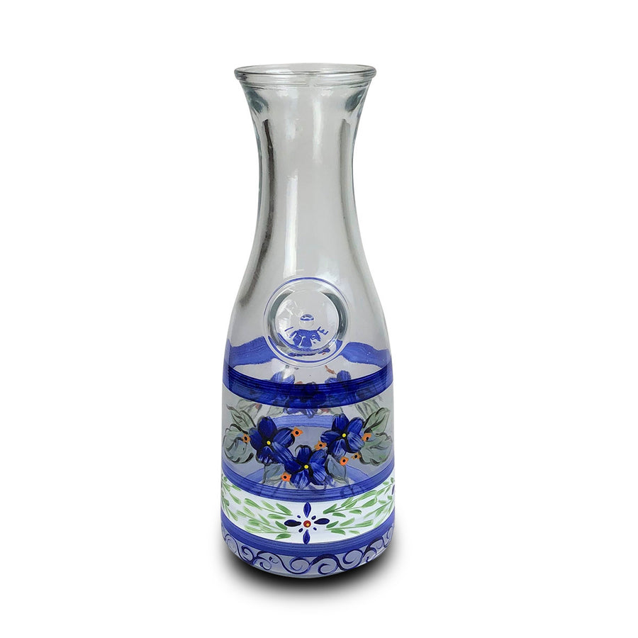 Barcelona Blue Carafe Hand Painted Glassware Image 1