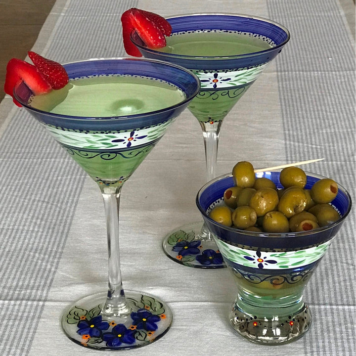 Barcelona Blue Cosmopolitan Set of 2 Hand Painted Glassware Image 4