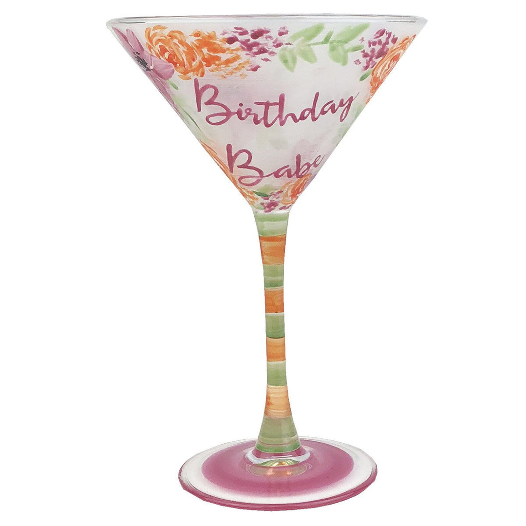 Hand Painted Glassware Birthday Babe Martini Image 1