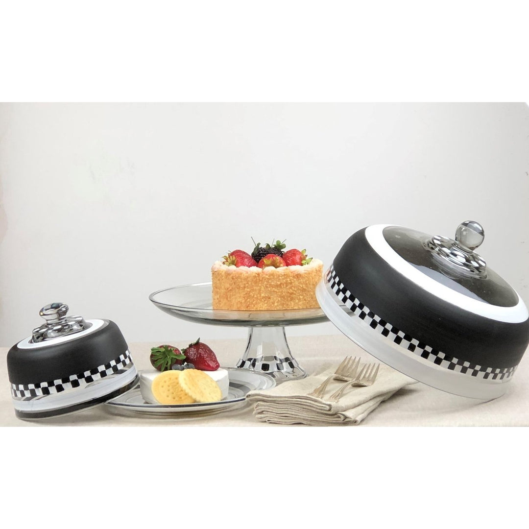 Golden Hill Studio Black and White Cake Dome and Stand Image 2