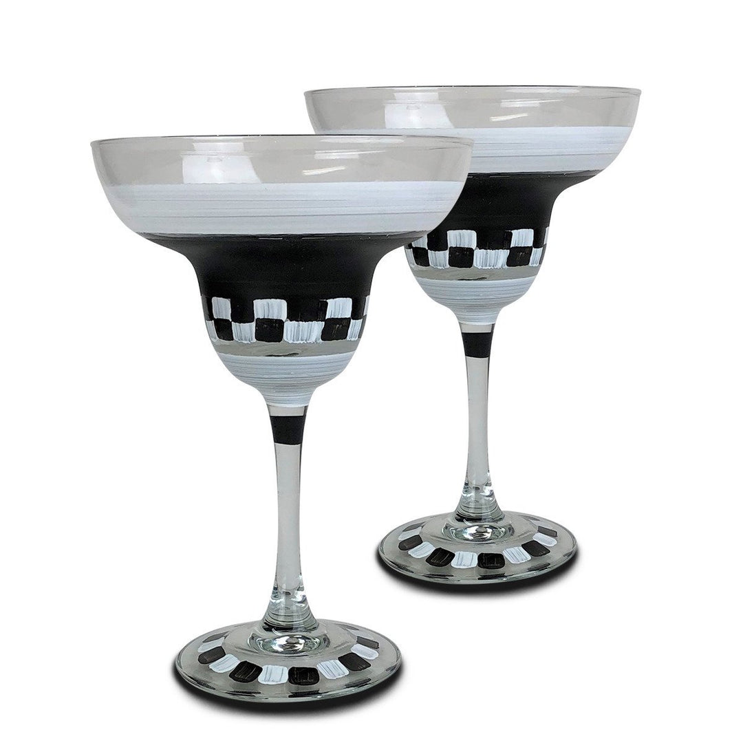 Golden Hill Studio Black and White Checkered Margarita S/2 Image 1