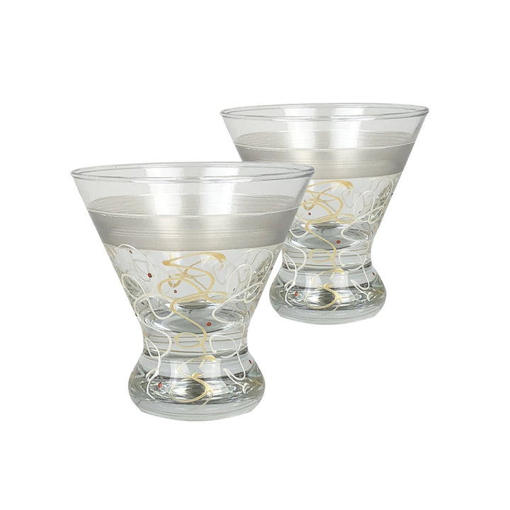 Hand Painted Glassware Celebration Streamers Cosmopolitan Set of 2 Image 1