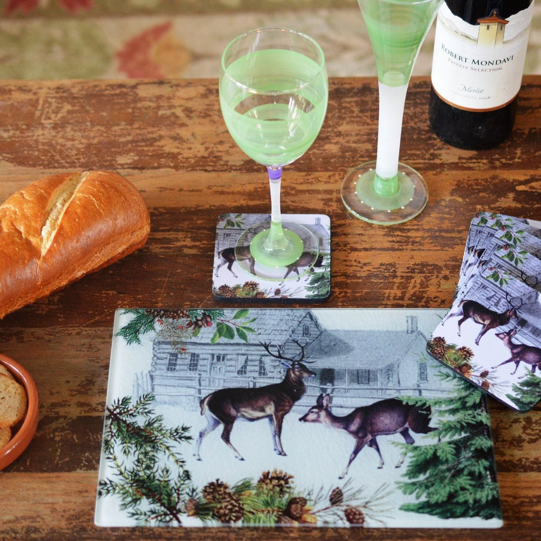 Gifts at Decor Deer and Doe Cheese Tray/Cutting Board and Coaster Set Image 2