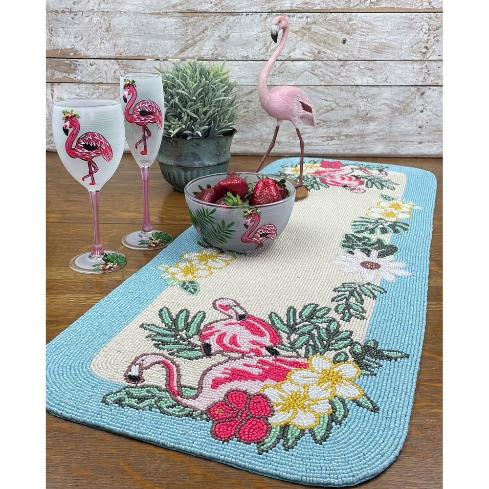 Golden Hill Studio Flamingo Beaded Table Runner Image 2