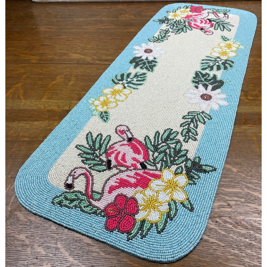 Golden Hill Studio Flamingo Beaded Table Runner Image 4