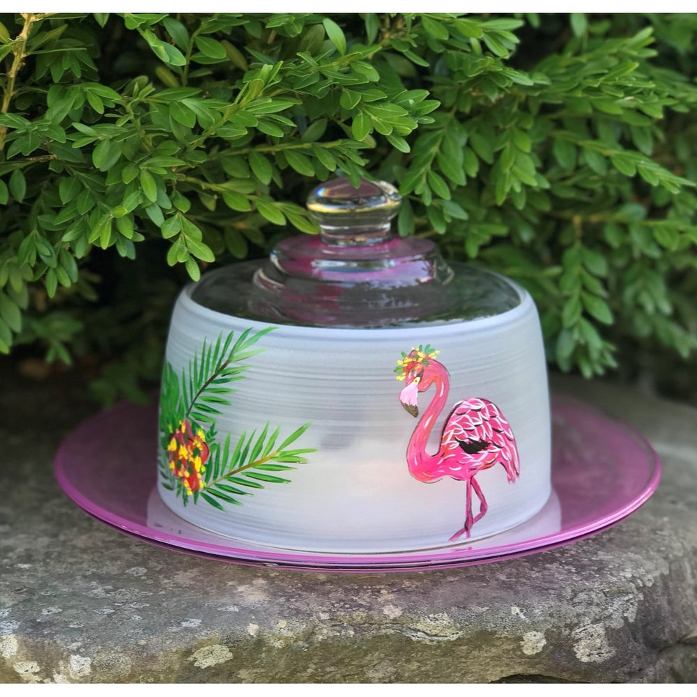 Golden Hill Studio Flamingo Fun Cheese Dome Image 2