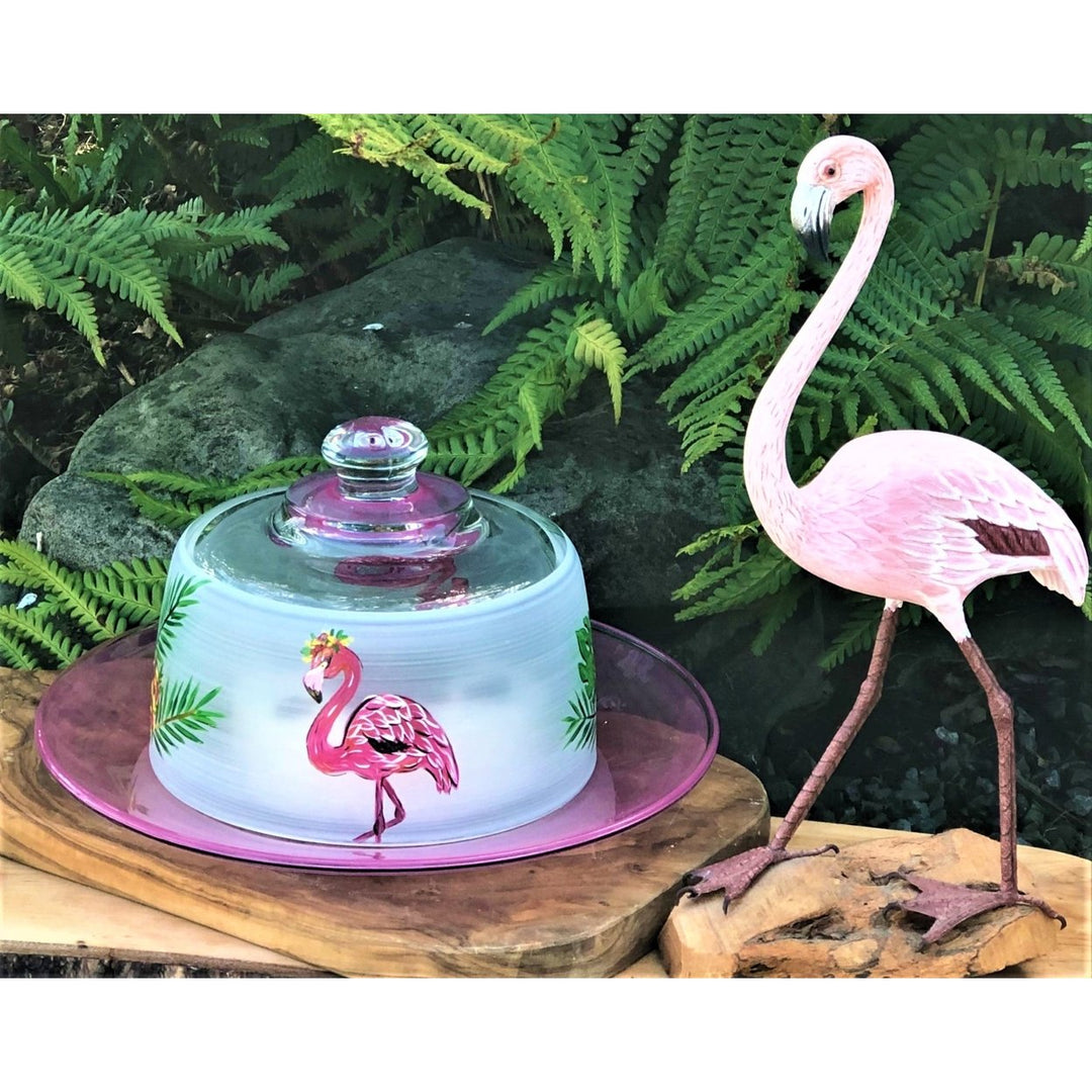 Golden Hill Studio Flamingo Fun Cheese Dome Image 3