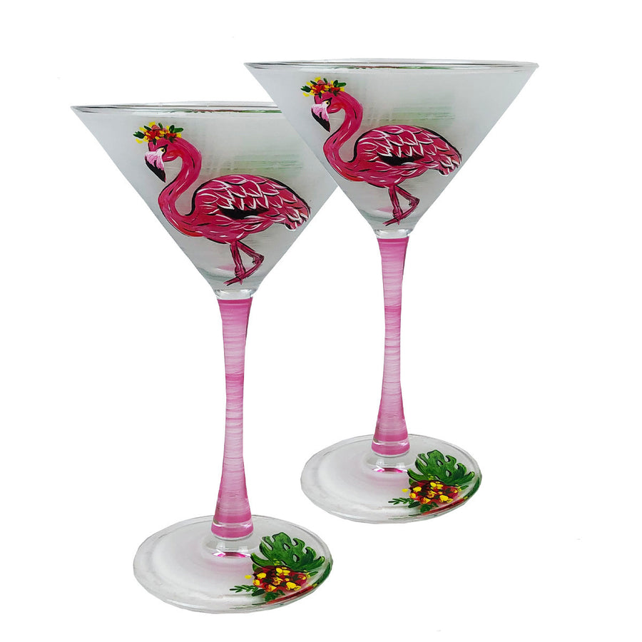 Golden Hill Studio Flamingo Fun Martini S/2 Image 1