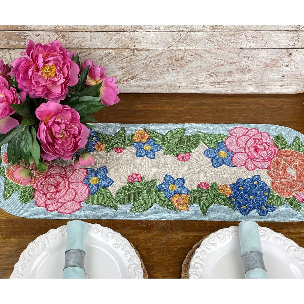 Golden Hill Studio Floral Beaded Table Runner Image 2