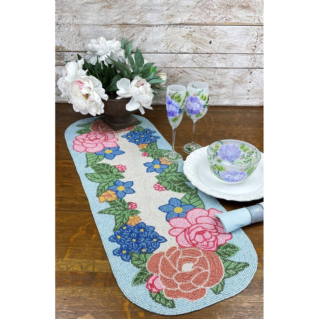 Golden Hill Studio Floral Beaded Table Runner Image 3