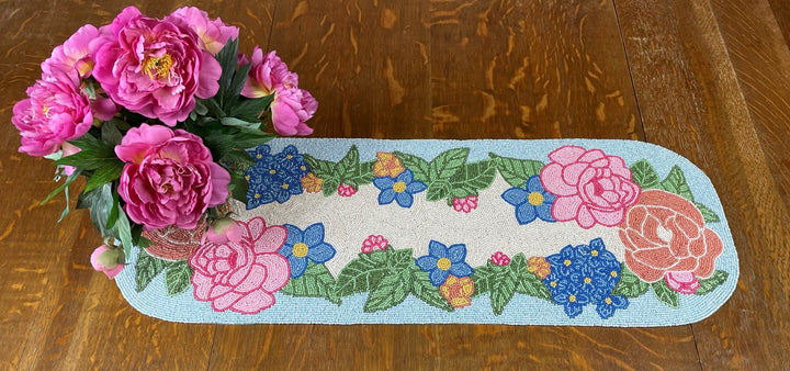 Golden Hill Studio Floral Beaded Table Runner Image 4