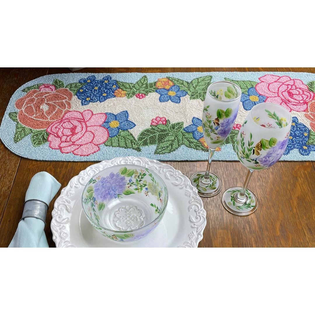 Golden Hill Studio Floral Beaded Table Runner Image 4